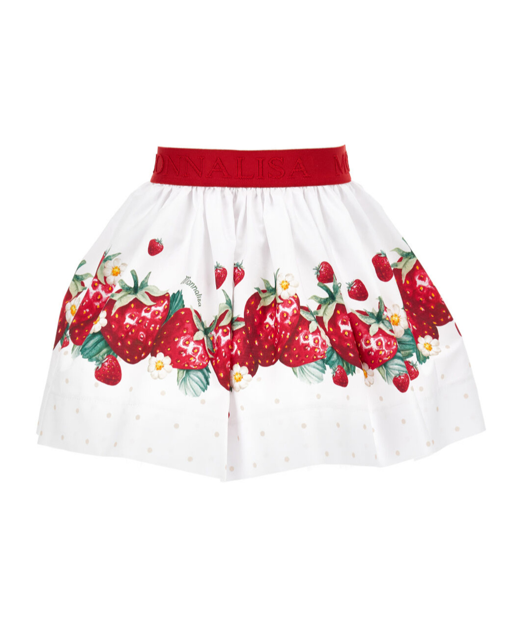 Monnalisa Printed Cotton Poplin Skirt In White