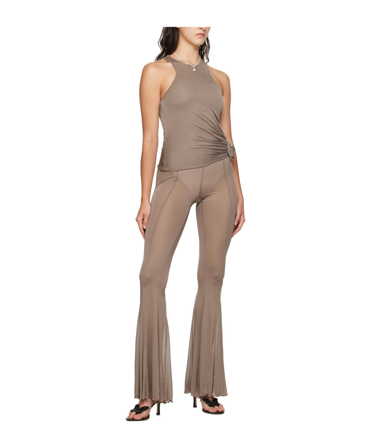 Blumarine Flare Casual Pants In Nude