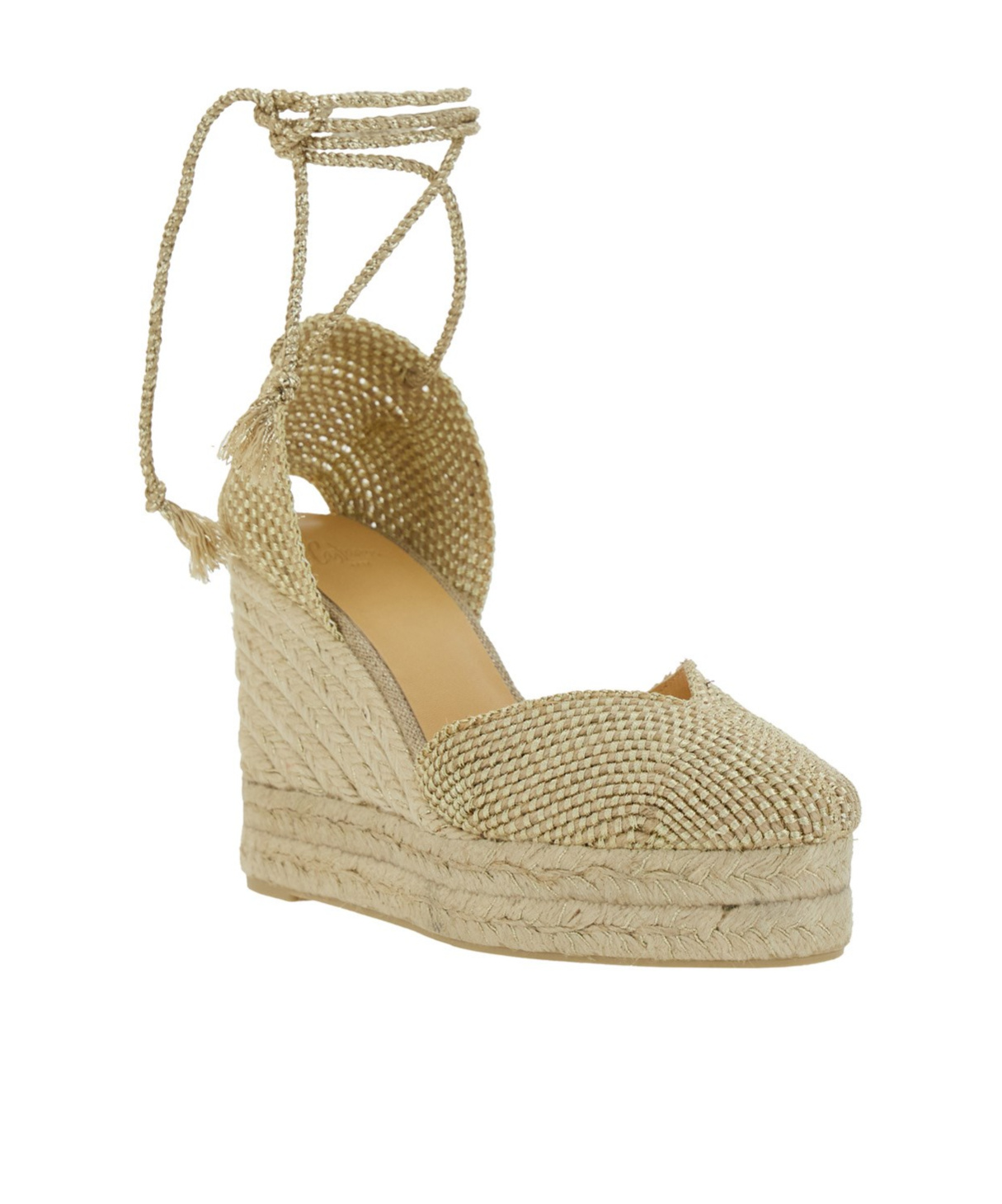 Castaã±er 'cora' Beige Wedges With Lace-up Closure In Nude