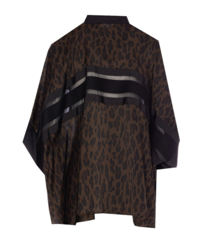 Sacai Leopard Print Shirt In Black