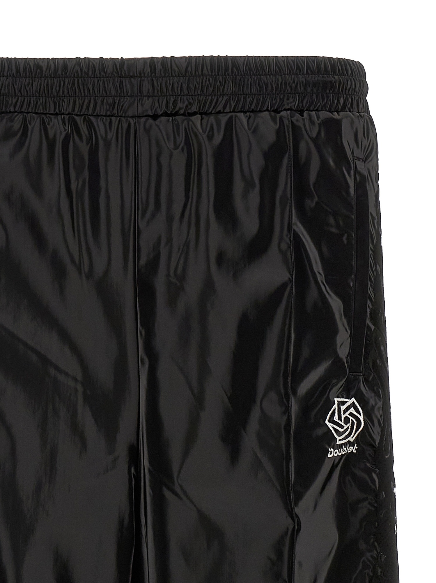 Doublet Laminate Track Pants In Black
