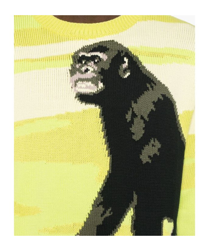 Moschino Chimpanzee Intarsia Knit Sweater In Black