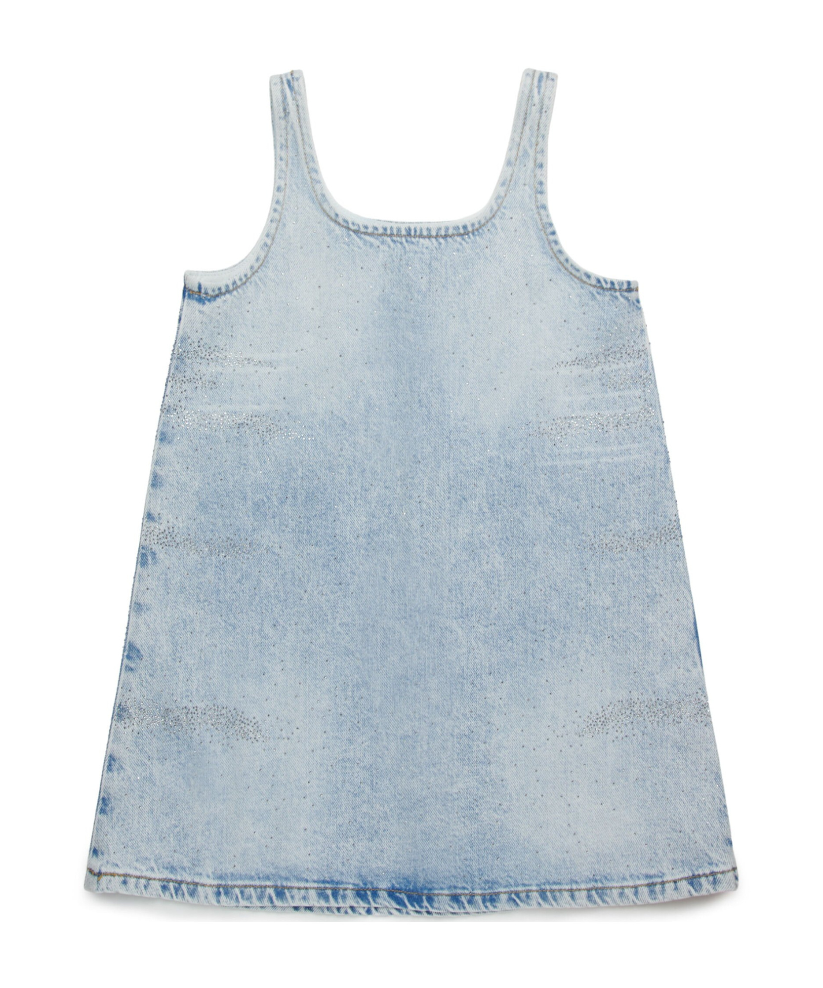 Diesel Light Denim Dress With Microstones In Light Blue