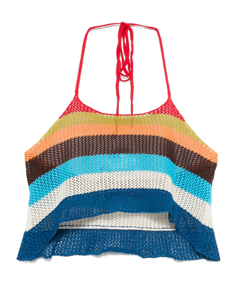 Dsquared2 Summer Lovers Halterneck Cropped Knit Top In Multicolor