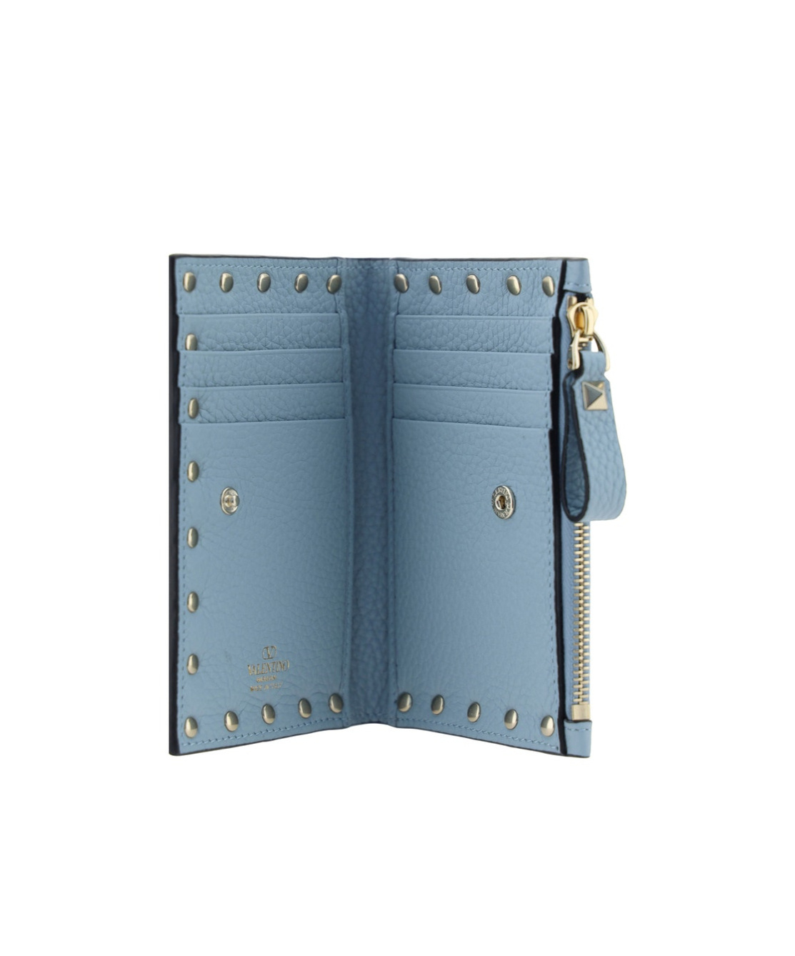 Shop Valentino Rockstud Bi-fold Cardholder In Blue