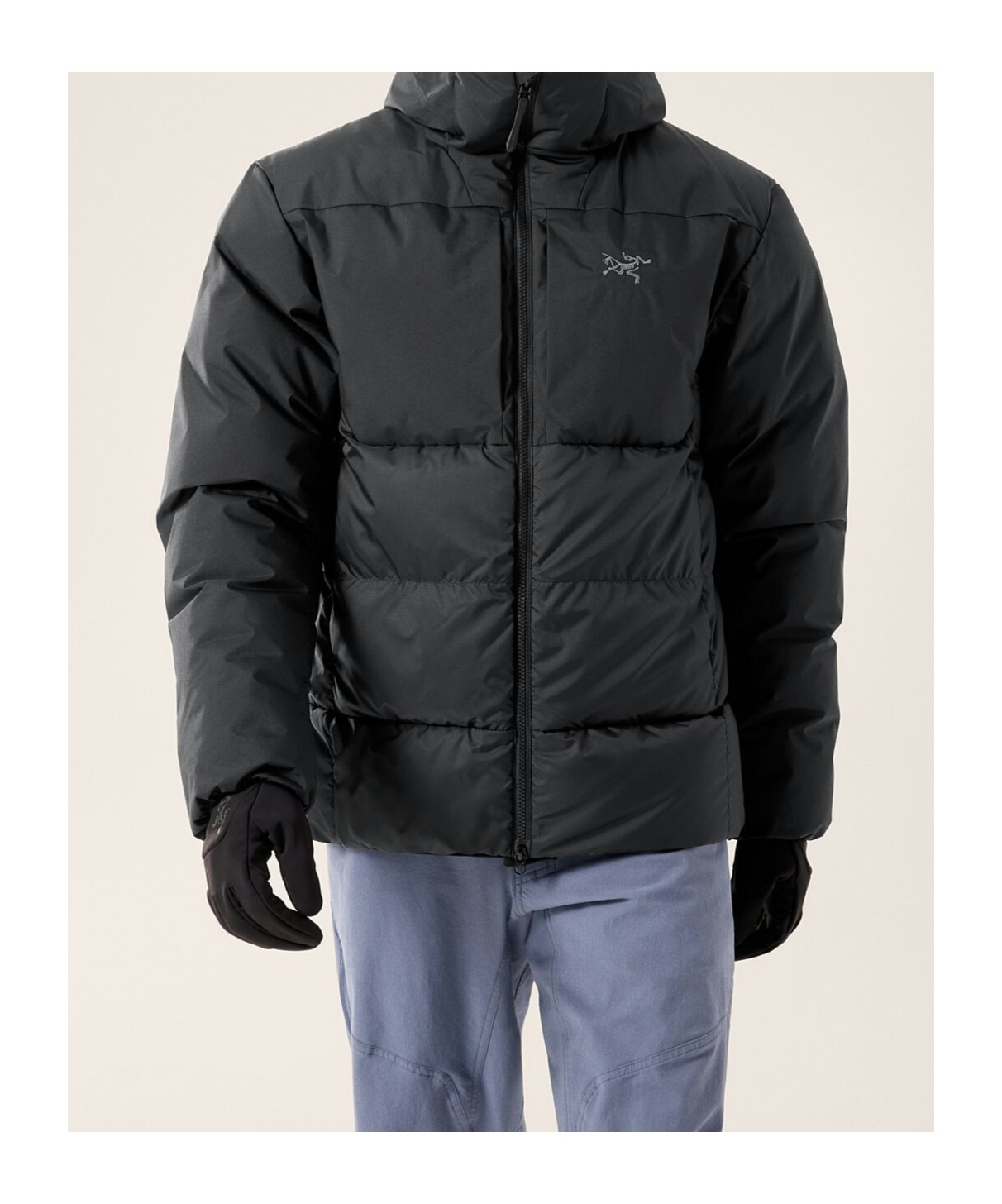Arc'teryx Hooded Long-sleeved Down Jacket In Black