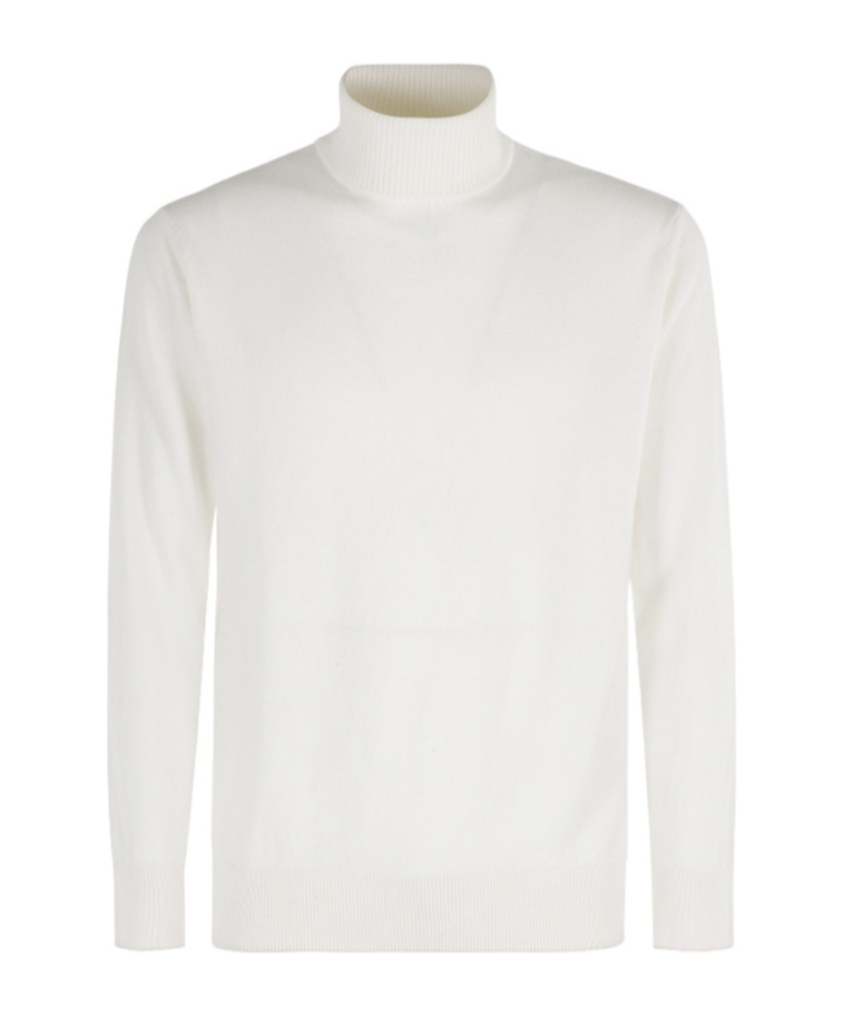 Eleventy Tipping Turtleneck Sweater In White