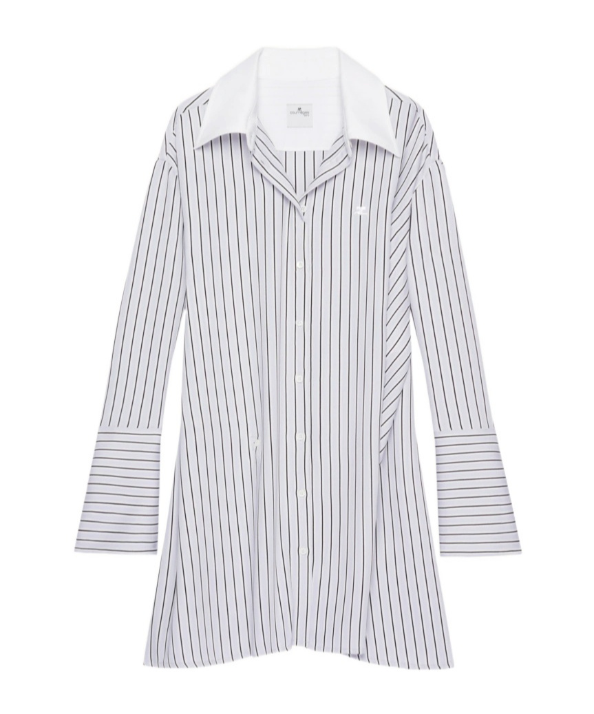Courrèges Logo-patch Striped Shirt In White