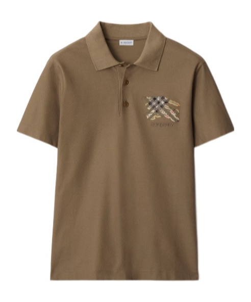 Burberry Equestrian Knight-check Polo Shirt In Brown