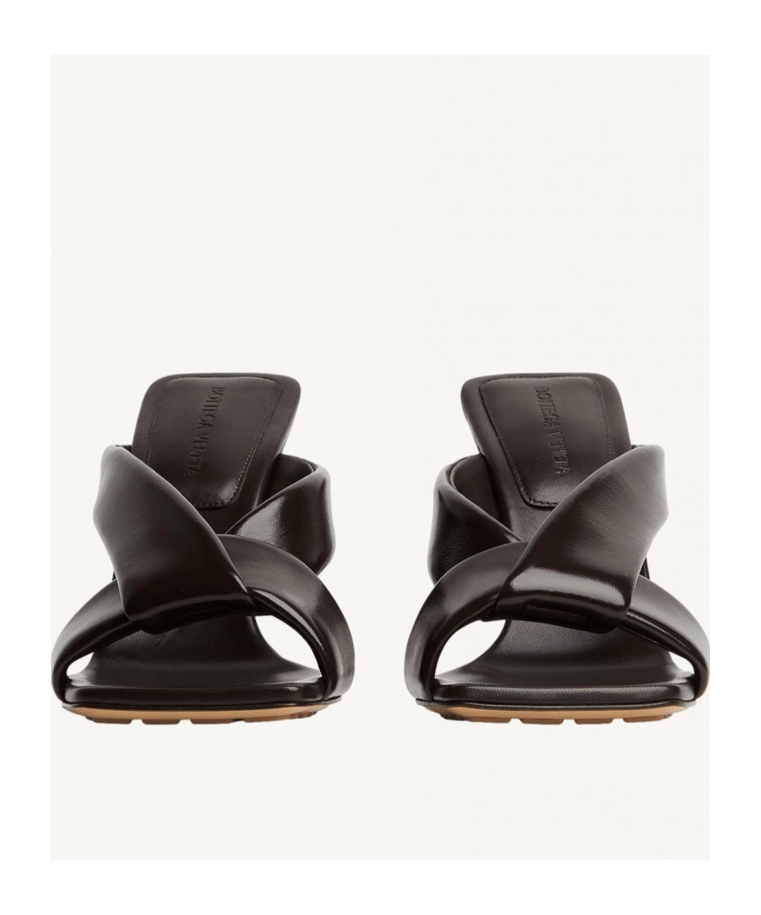 Bottega Veneta Women Brown Shiny Calf Leather Riva Mules In Brown