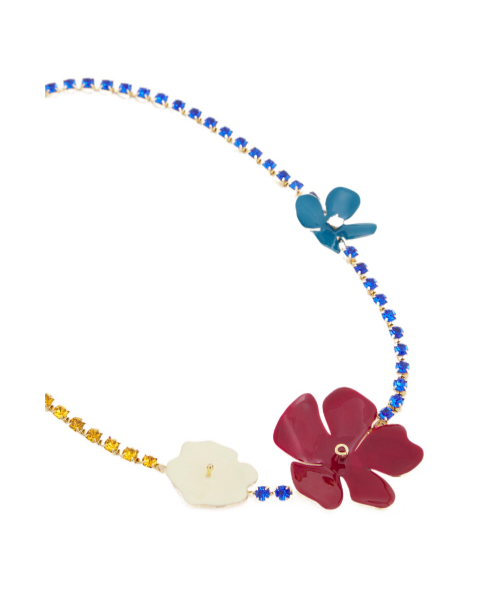 Marni Flower Embellished Necklace In Burgundy