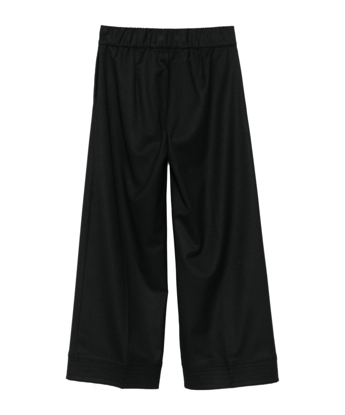 D Exterior Wide-leg Cropped Trousers With Elastic Waistband In Black