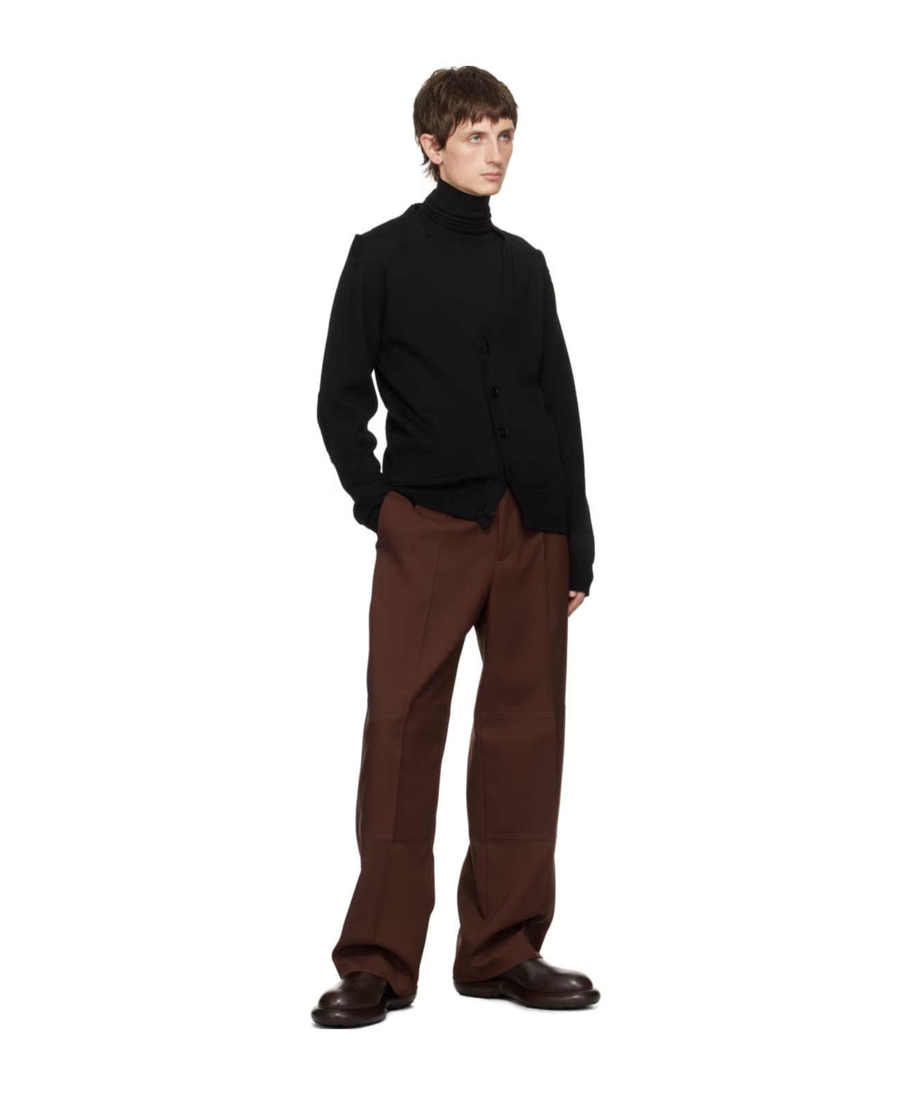 Jil Sander Hollowed-out Long-sleeved Knitted Cardigan In Black