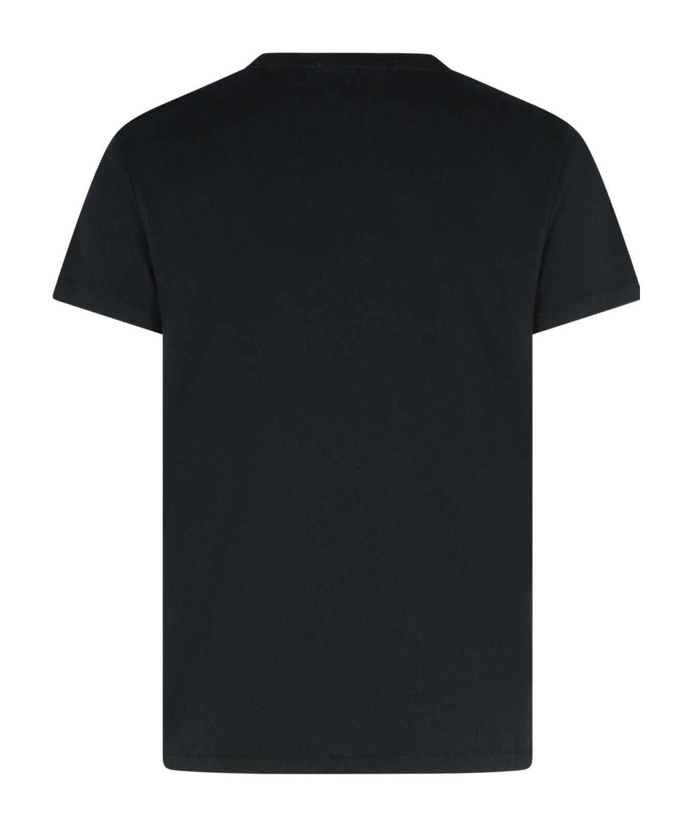 Tom Ford Black Basic Crewneck T-shirt With Tonal Stitching In Cotton Blend Man