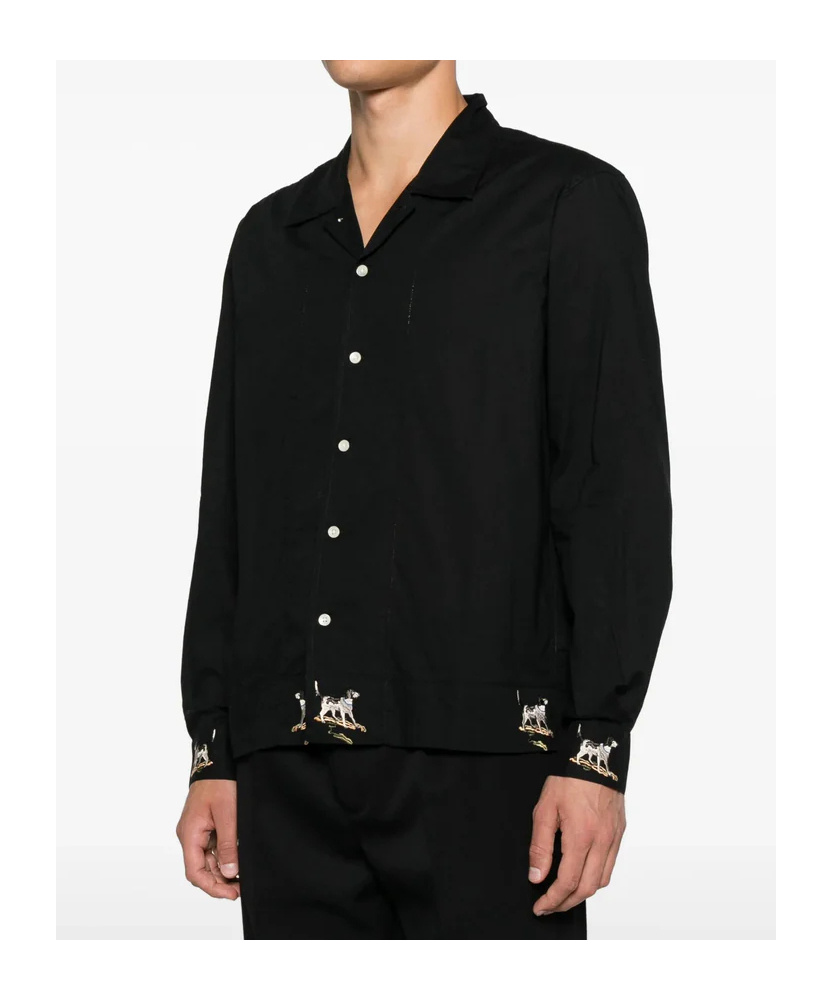Bode Embroidered-motif Shirt In Black