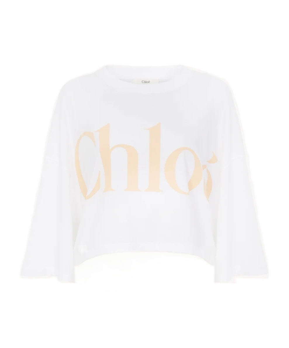 Chloé Open-necked Black Shirt In White