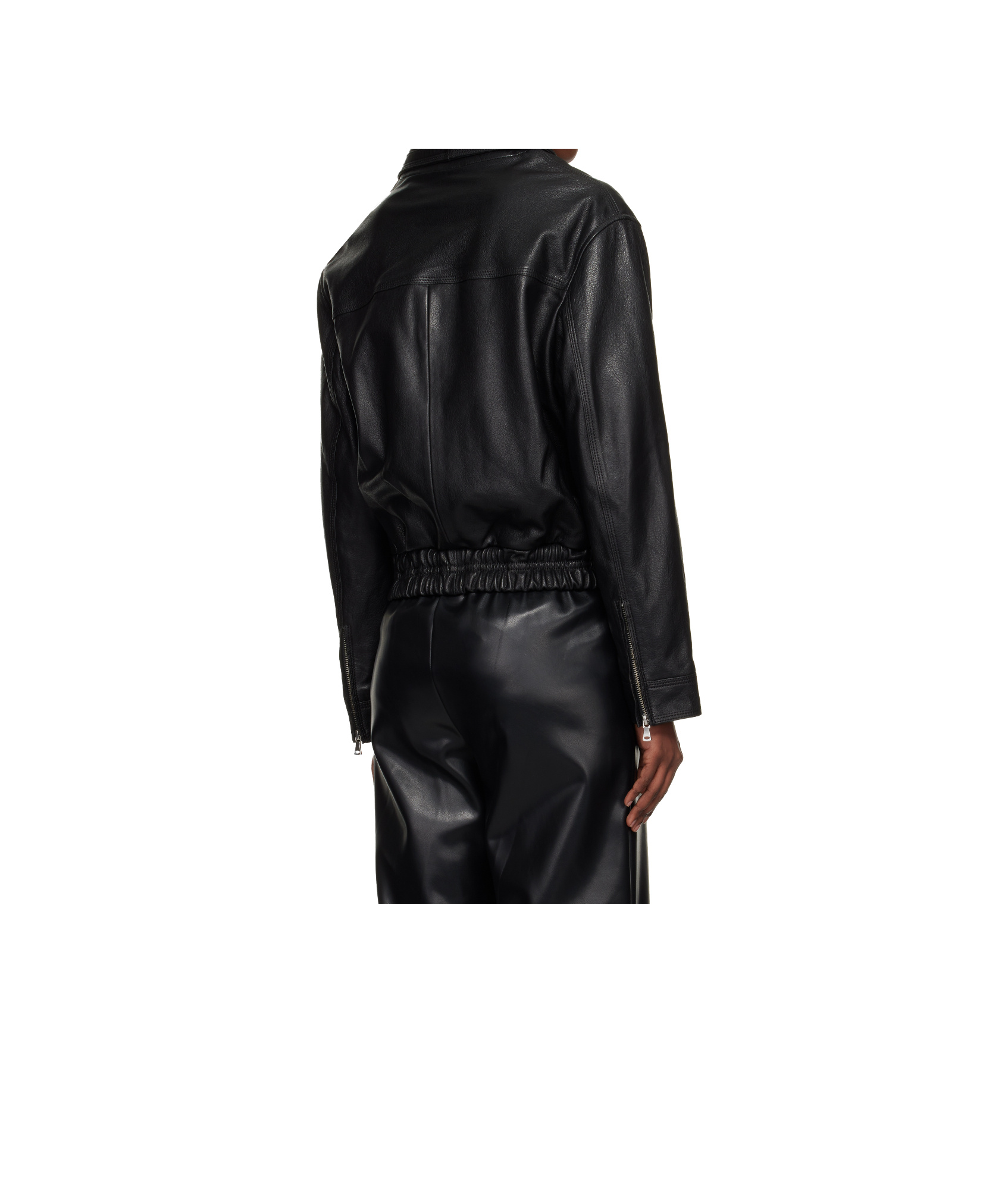 Nour Hammour Long-sleeved Leather Jacket In Brown