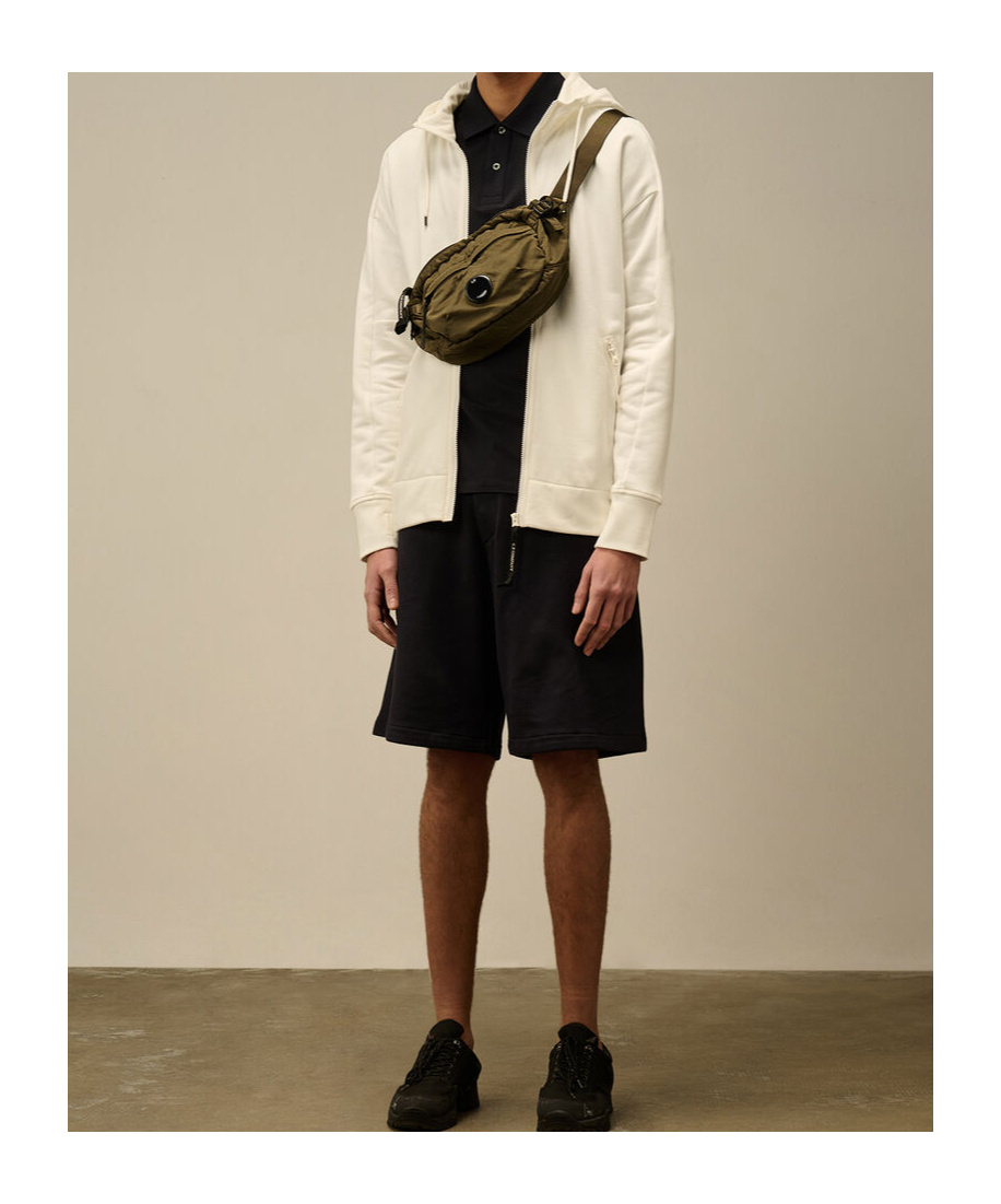 C.p. Company Diagonal Raised Fleece Goggle Hooded Sweatshirt In Neutral