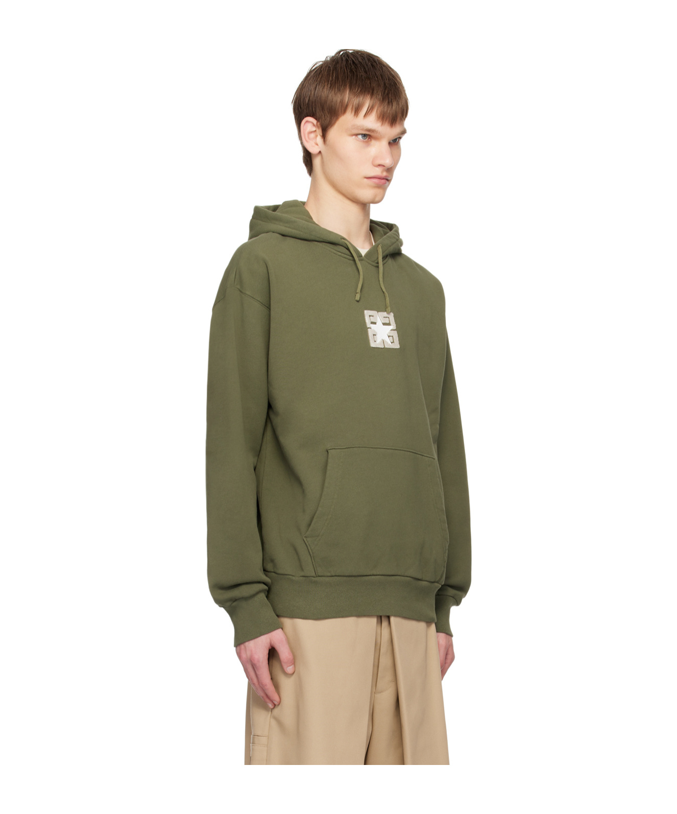 Givenchy 4g Motif Drawstring Hoodie In Green