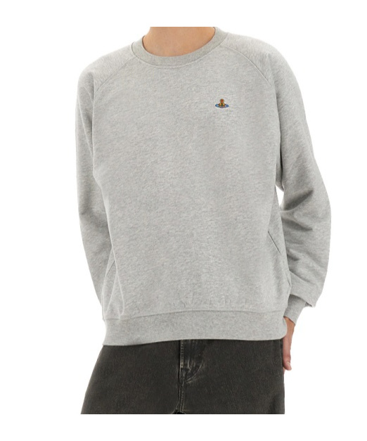 Vivienne Westwood Relaxed Fit Long-sleeve Cotton Sweatshirt With Embroidered Logo In Gray