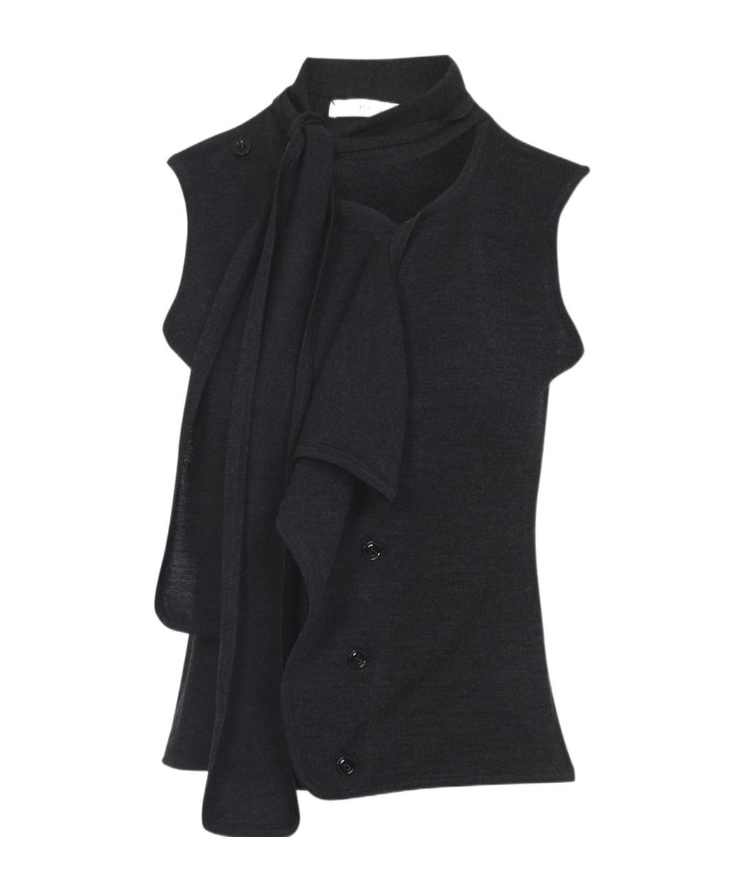 Lemaire Anthracite Grey Wool Asymmetrical Sleeveless Cardigan In Gray