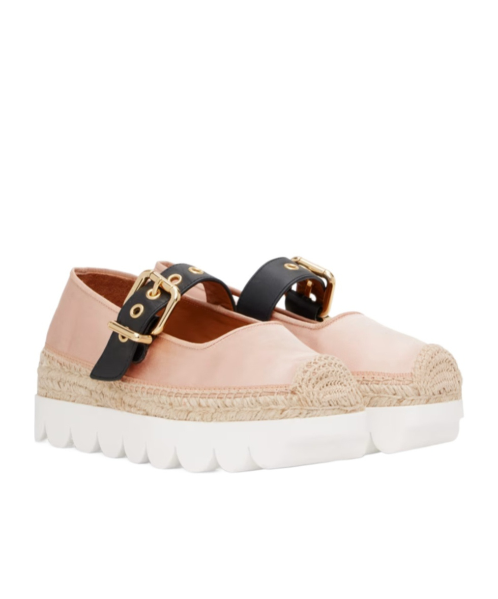 Marni Clasp Thick-soled Straw Knitted Shoes In Pink