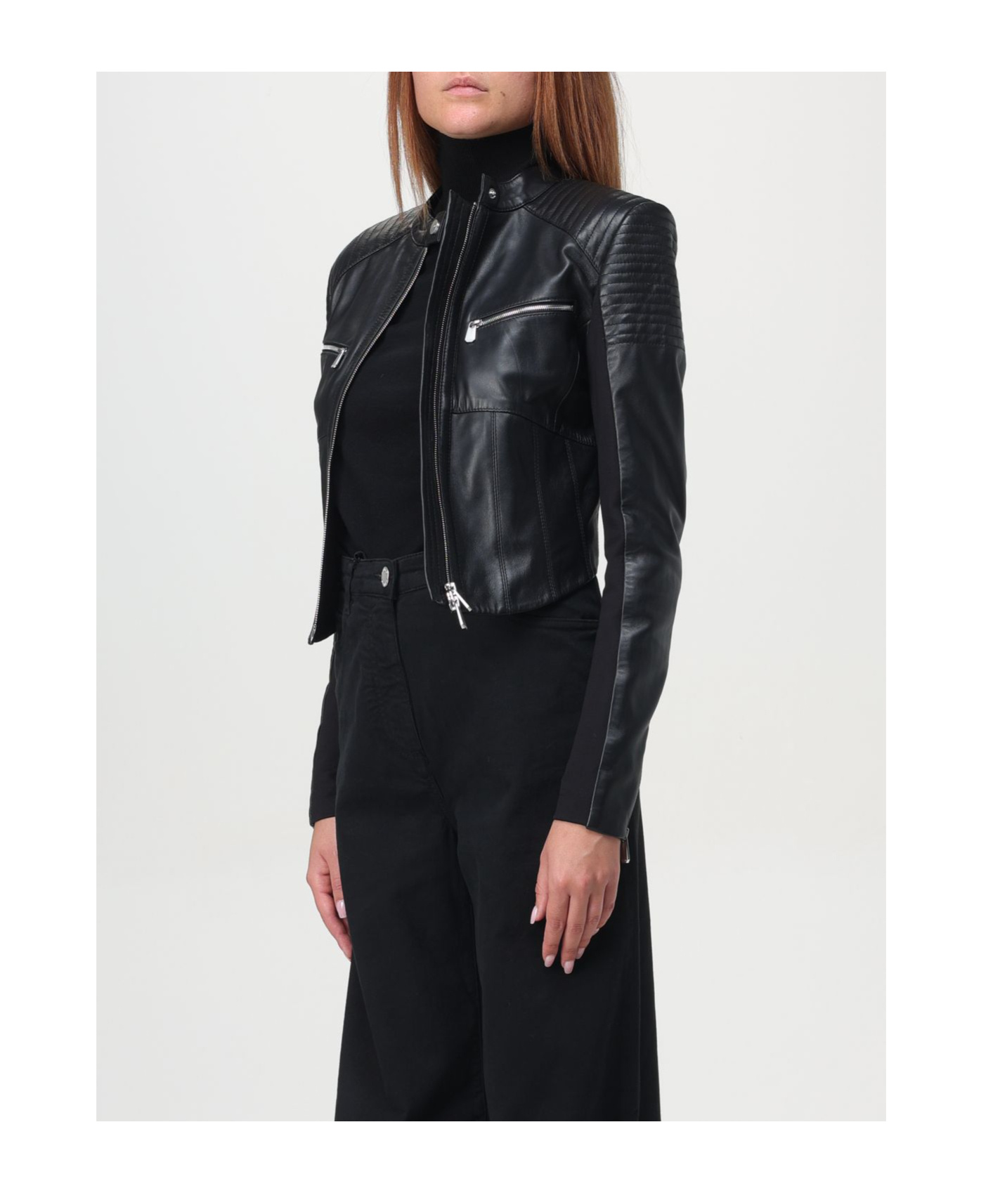 Pinko Two-way Zipper Casual Jacket In Black