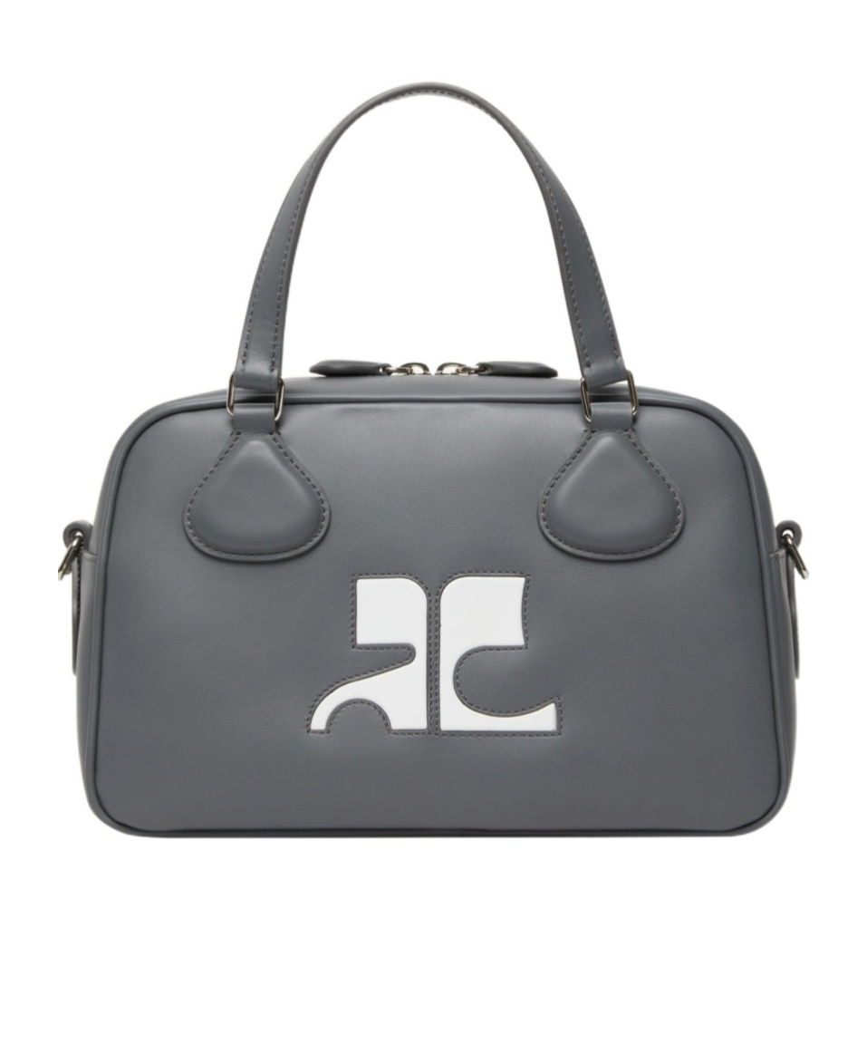 Shop Courrèges Reedition Leather Tote Bag In Gray