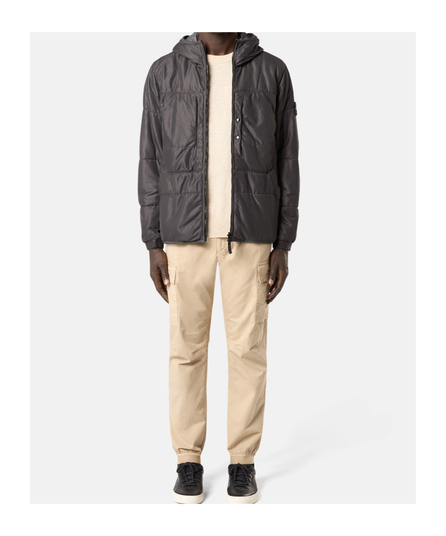 Stone Island Double-sided Quilted Hooded Drop Resistance Jacket In Charcoal-grey