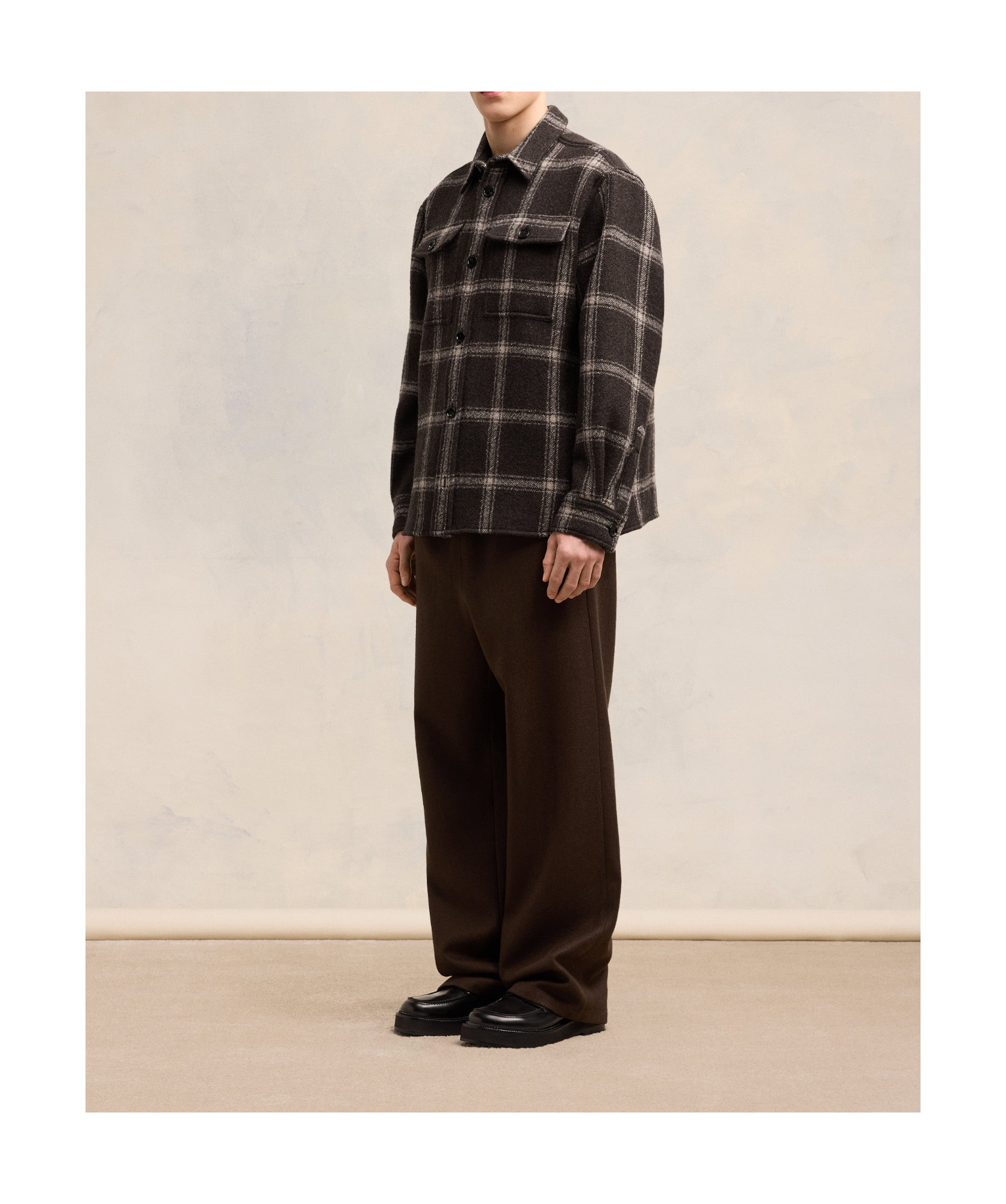 Ami Alexandre Mattiussi Long-sleeved Wool Shirt In Black