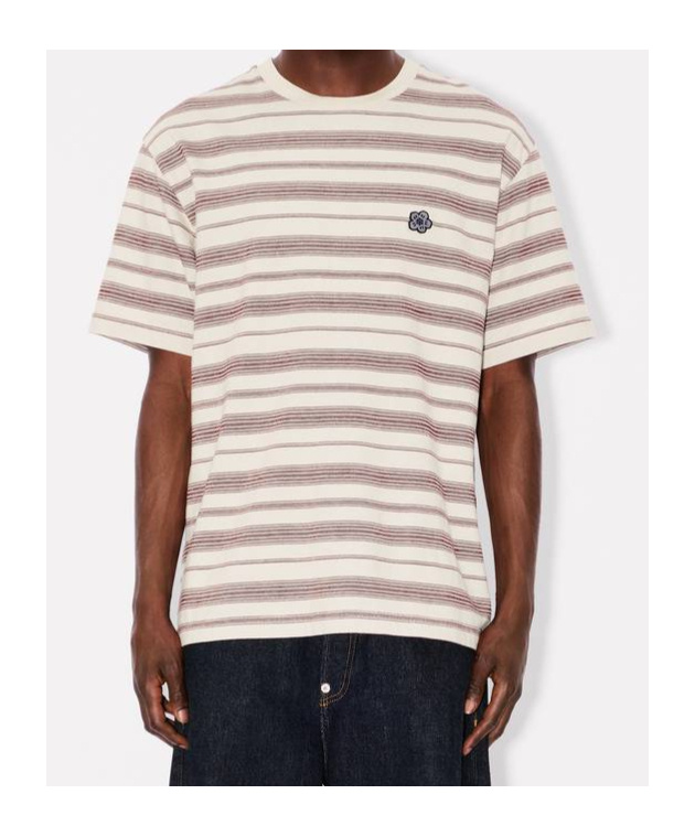 Kenzo 'boke Flower' Striped Embroidered T-shirt In Cotton In Brown