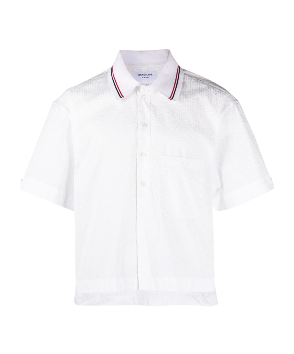 Thom Browne Short-sleeve Polo Shirt With Striped Accents In White