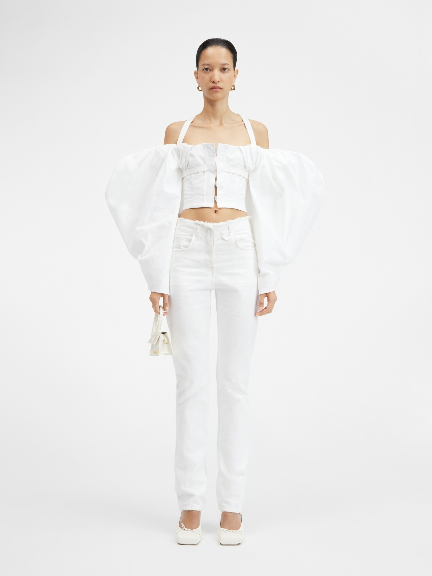 Jacquemus Belt Ring Denim Trousers In White