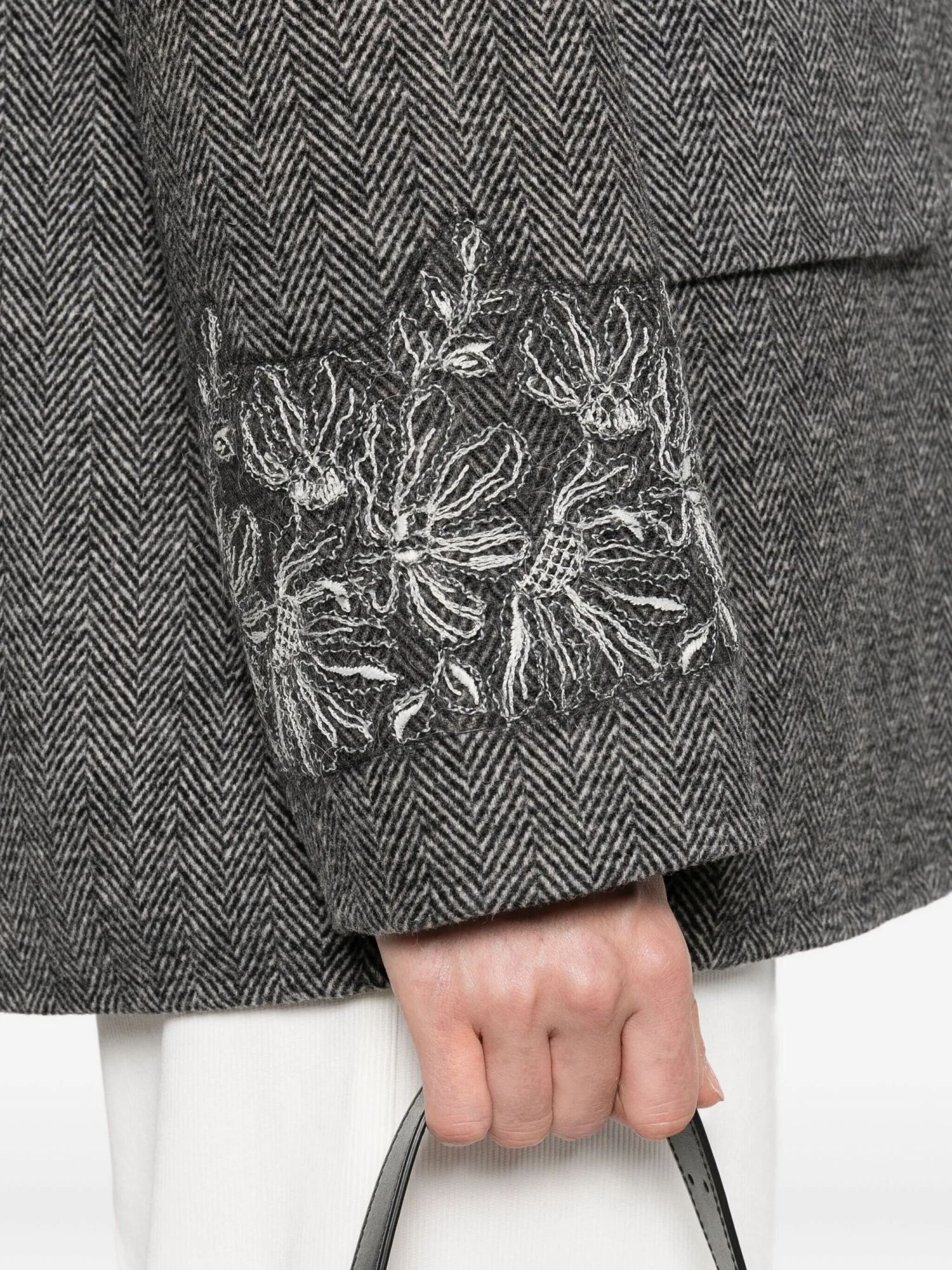 Ermanno Firenze Herringbone-pattern Blazer In Gray