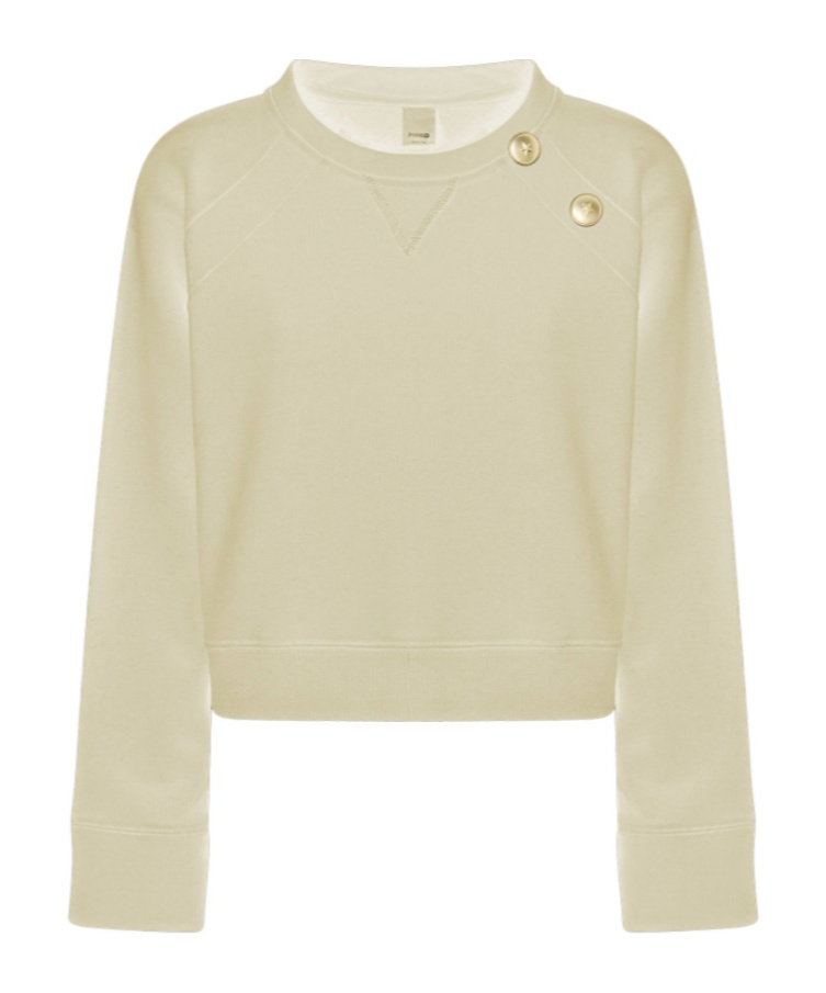 Pinko Cotton Sweatshirt With Buttons In Neutral