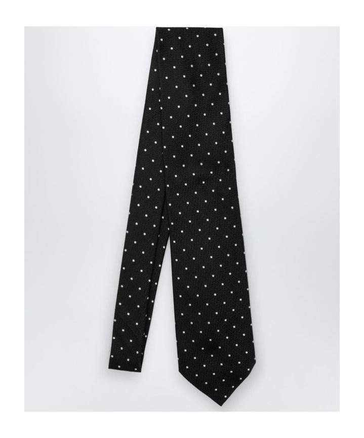 Destin Surl Polka Dot Silk Tie In Black