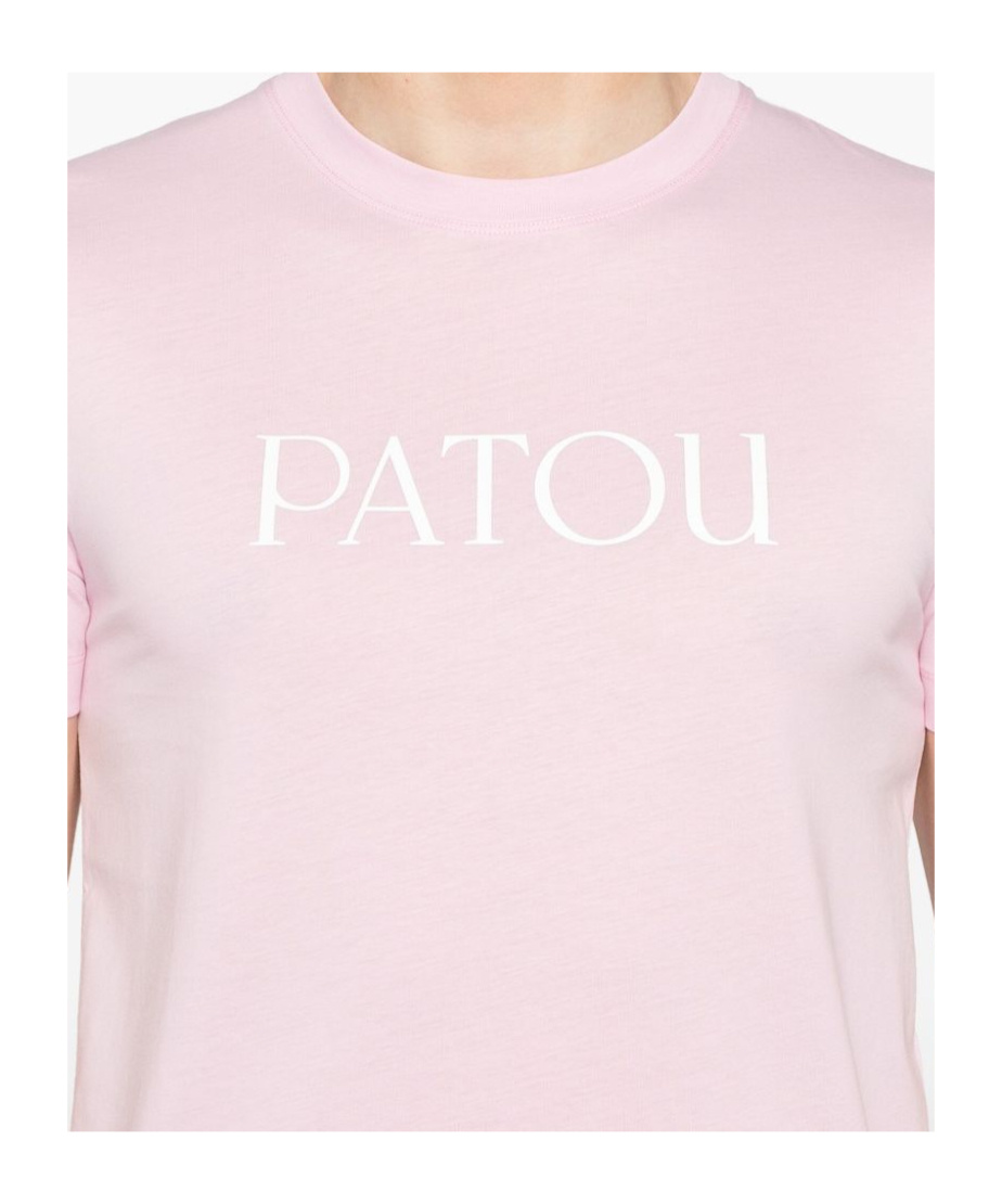 Patou Cotton T-shirt With Bold Logo And Relaxed Fit In Pink