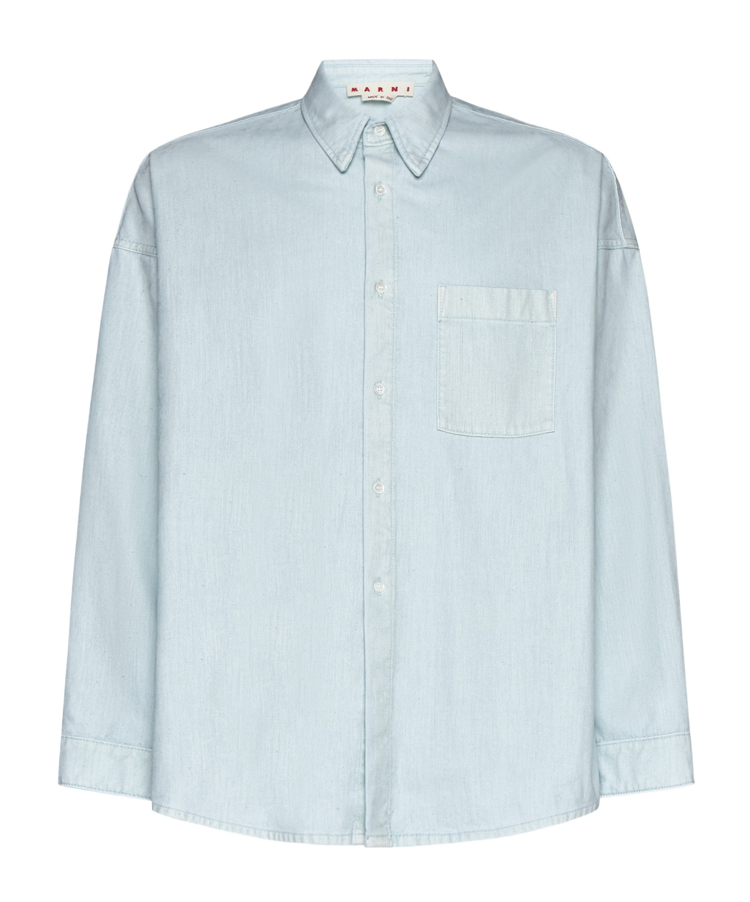 Shop Marni Flocked-finish Denim Shirt In Blue