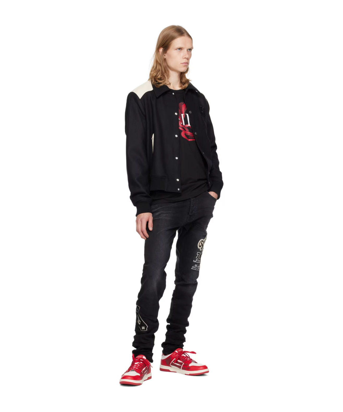 Amiri Black Dream Team Skinny Jeans In Black