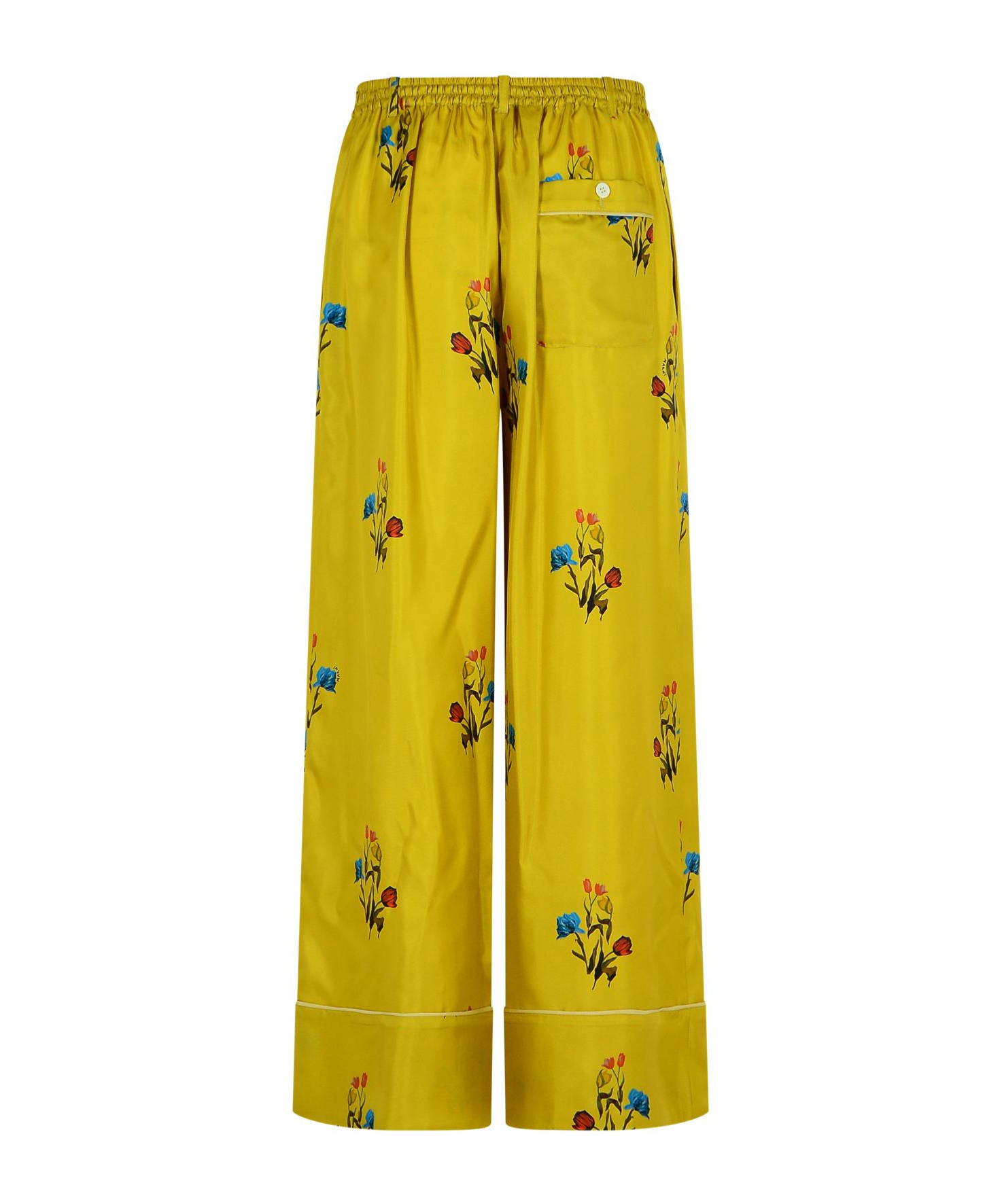 Marni Floral-print Elastic-waistband Straight Trousers In Yellow