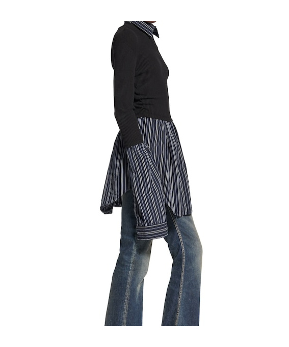 Balenciaga Layered Sweater Featuring Collared Neck In Black