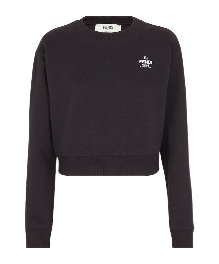 Fendi Logo-embroidered Cotton Sweatshirt In Black