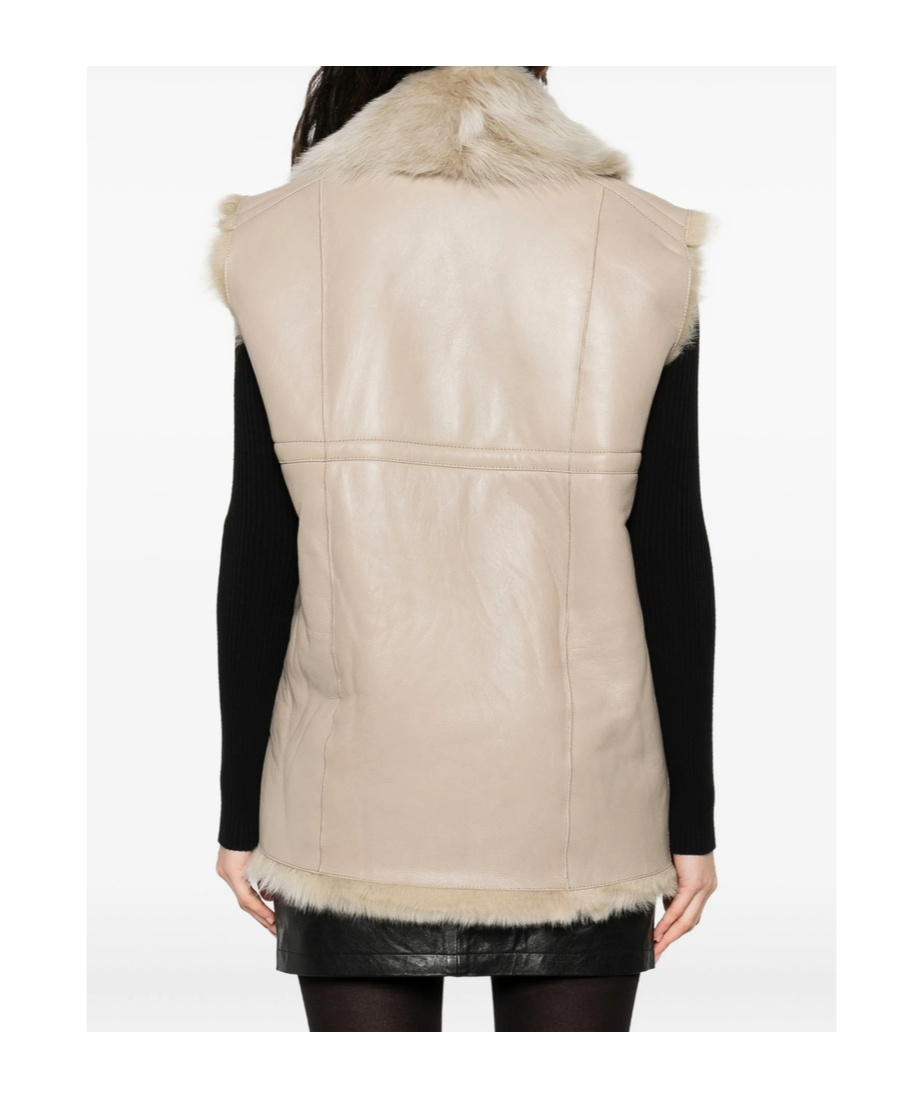 Iro Fur-trimmed Leather Vest In Neutral