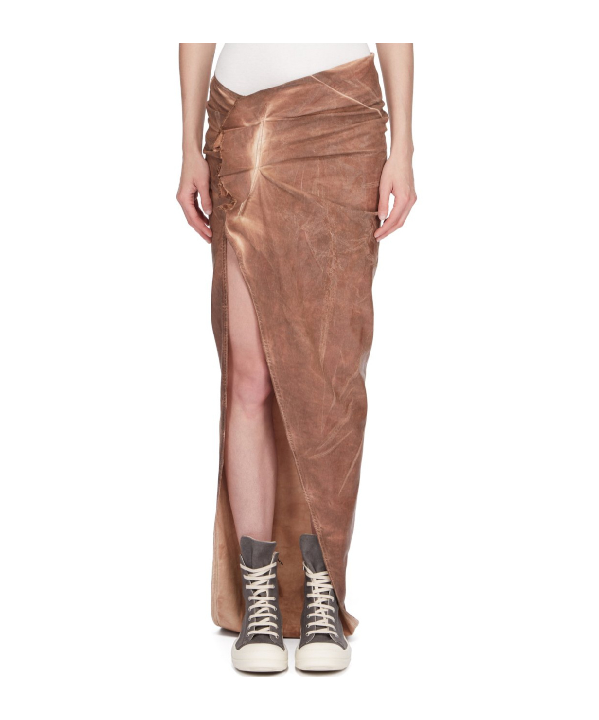 Shop Rick Owens Drkshdw Edfu Asymmetric Maxi Skirt In Brown