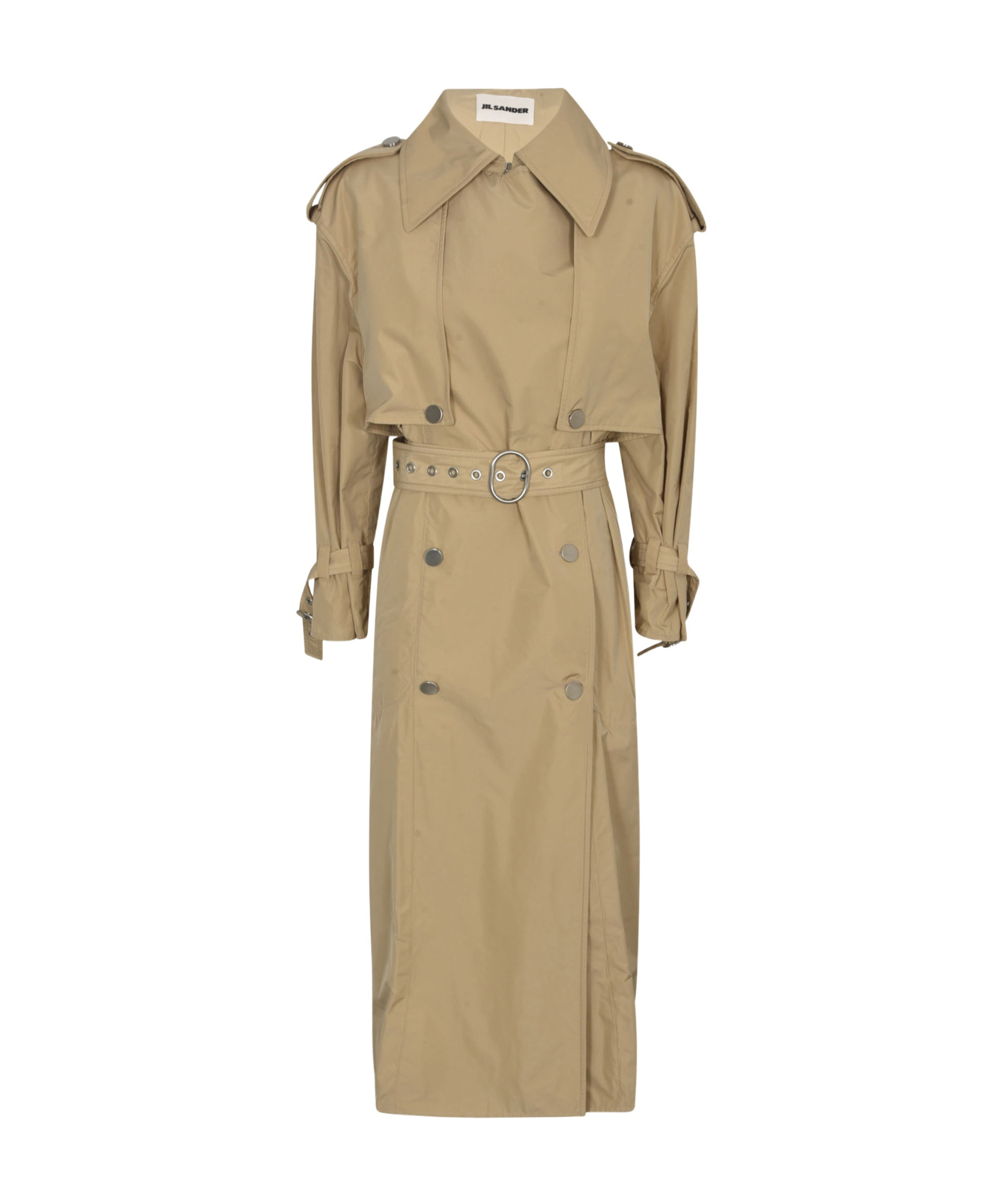Jil Sander Textured Belted Trench Coat In Nude