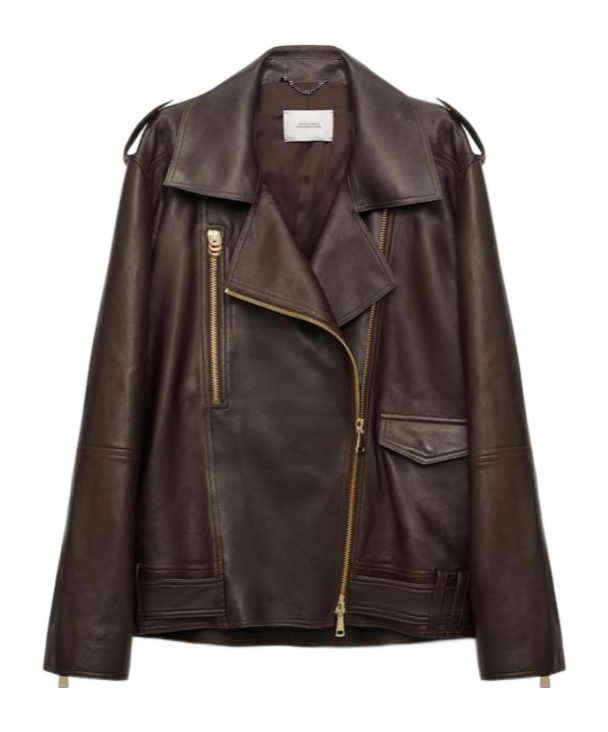 Dorothee Schumacher Long-sleeved Leather Jacket In Brown