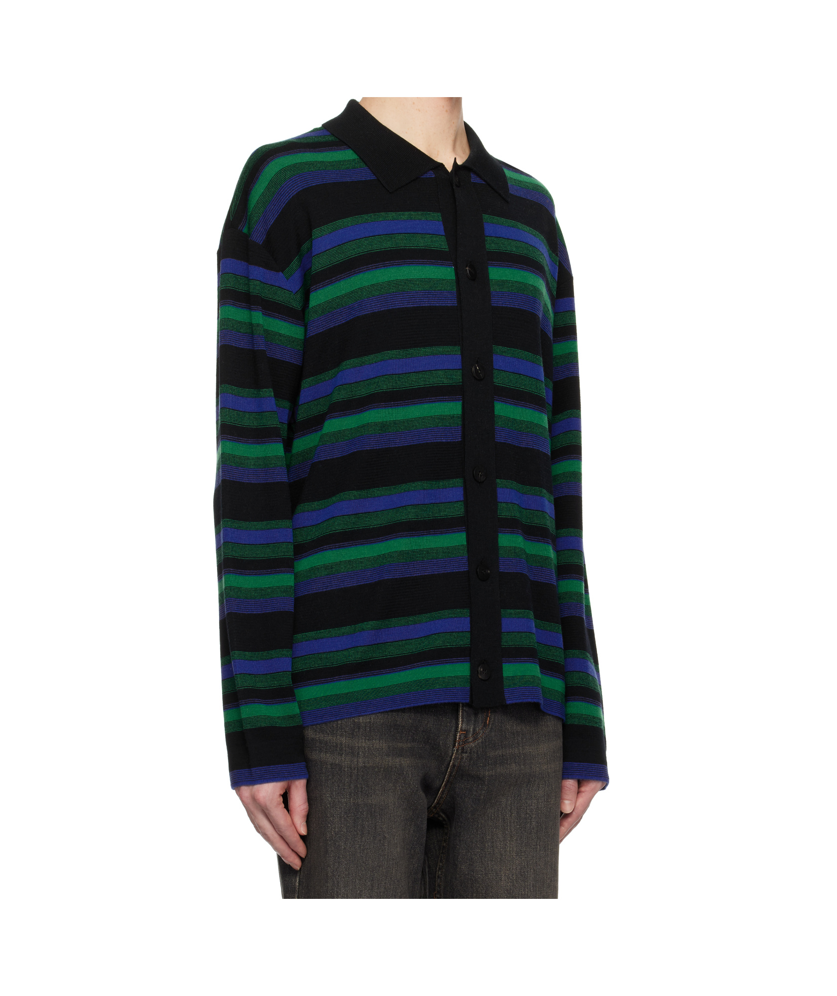 Wooyoungmi Stripe Cardigan In Black