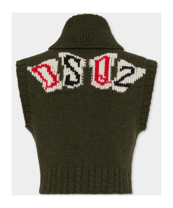 Dsquared2 Sleeveless Zipped Knitted Cardigan In Black