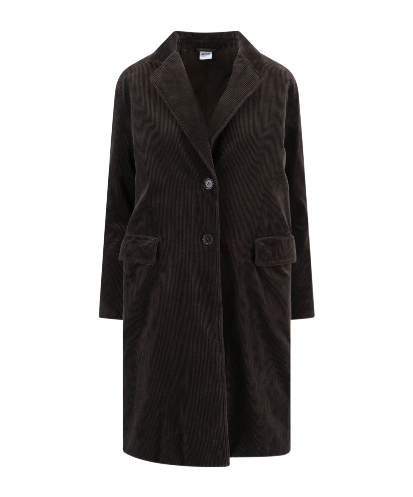 Aspesi Corduroy Flap Pockets Longline Notched Lapels In Multi