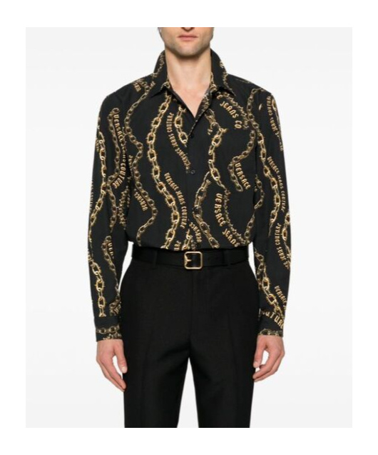 VERSACE JEANS CHAIN COUTURE COTTON SHIRT
